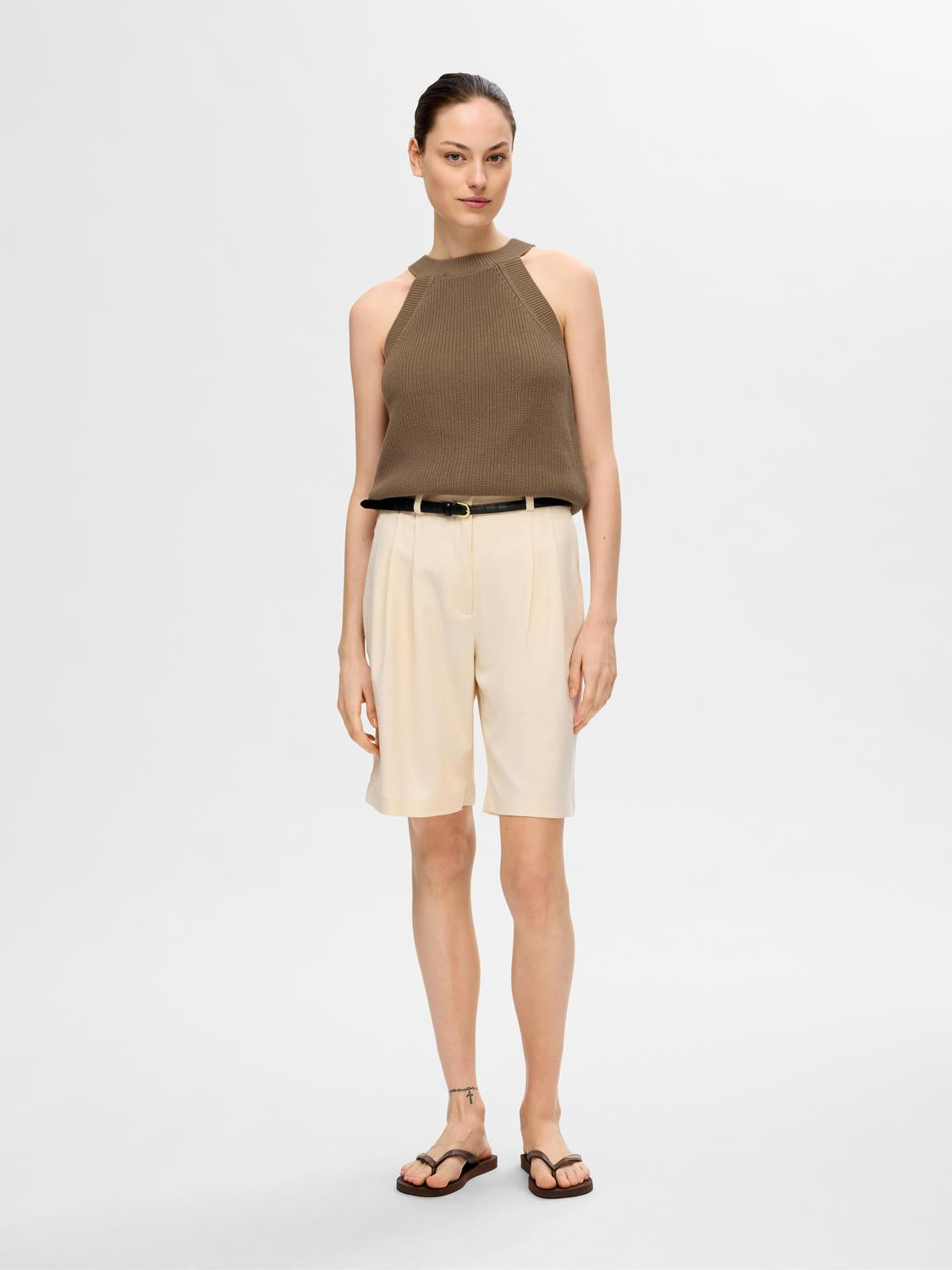 Vinna strikket Topp  - Brun/ Coca Mocha